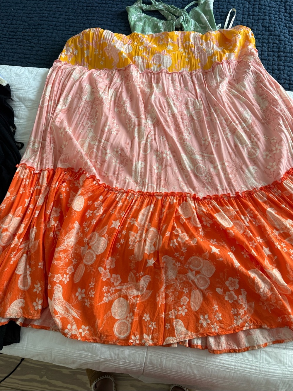 Agua Bendita Fairy Mita Maxi Dress | Patchwork Bird & Citrus Print | Size M - Picture 8 of 16